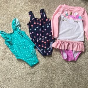 Bundle of 3 toddler girl bathing suits
